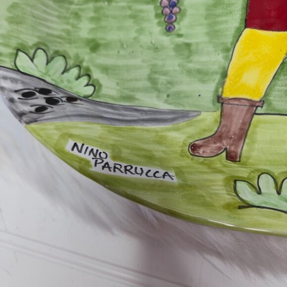 Nino Parrucca Large Platter Or Wall Hanging Art Made In Italy Signed 98A 8.5x13" - Picture 3 of 8